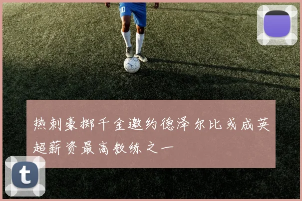 热刺豪掷千金邀约德泽尔比或成英超薪资最高教练之一